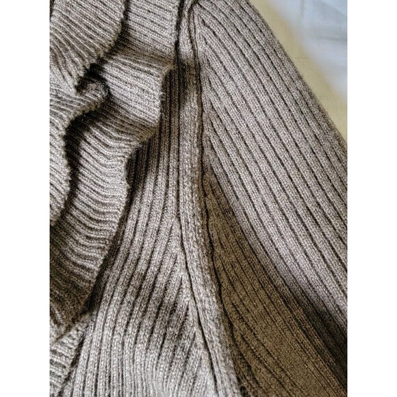 Banana Republic Womens Merino Wool Ruffle Size Large Brown Cardigan With Pockets - Picture 11 of 12